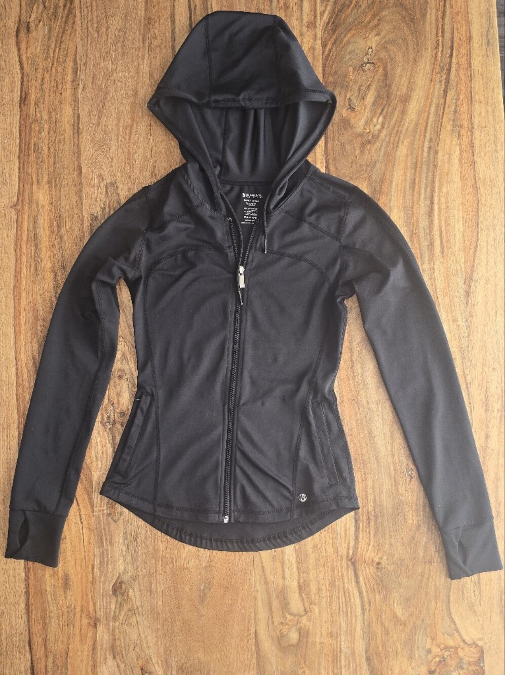 Buffbunny Collection Fitted Black Hooded Zip Up Jacket Size: XS